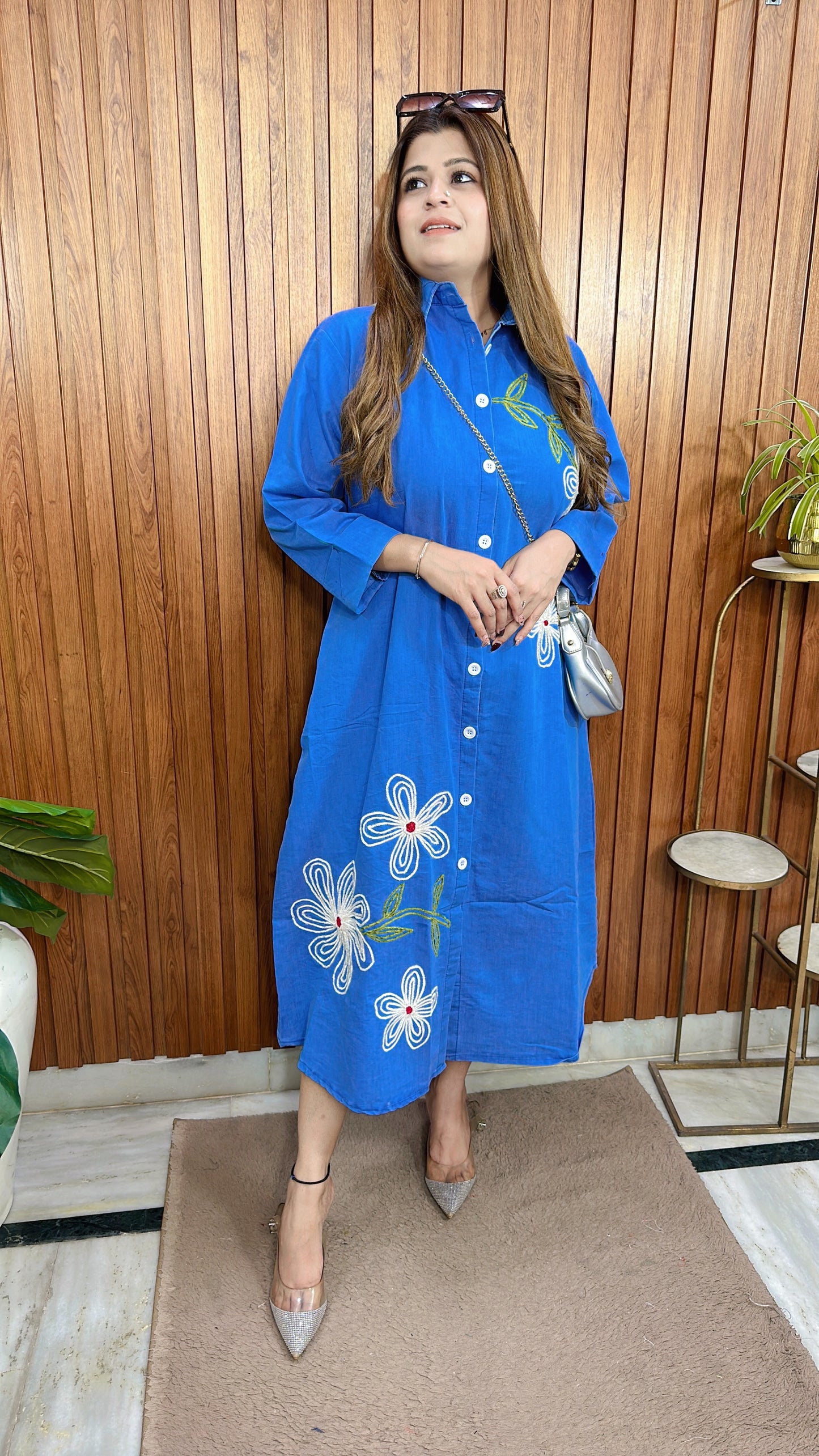 Flower Embroidery Denim Dress