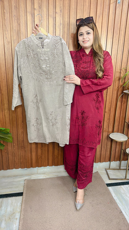 Mirchi Neck Marble Cotton Coord set