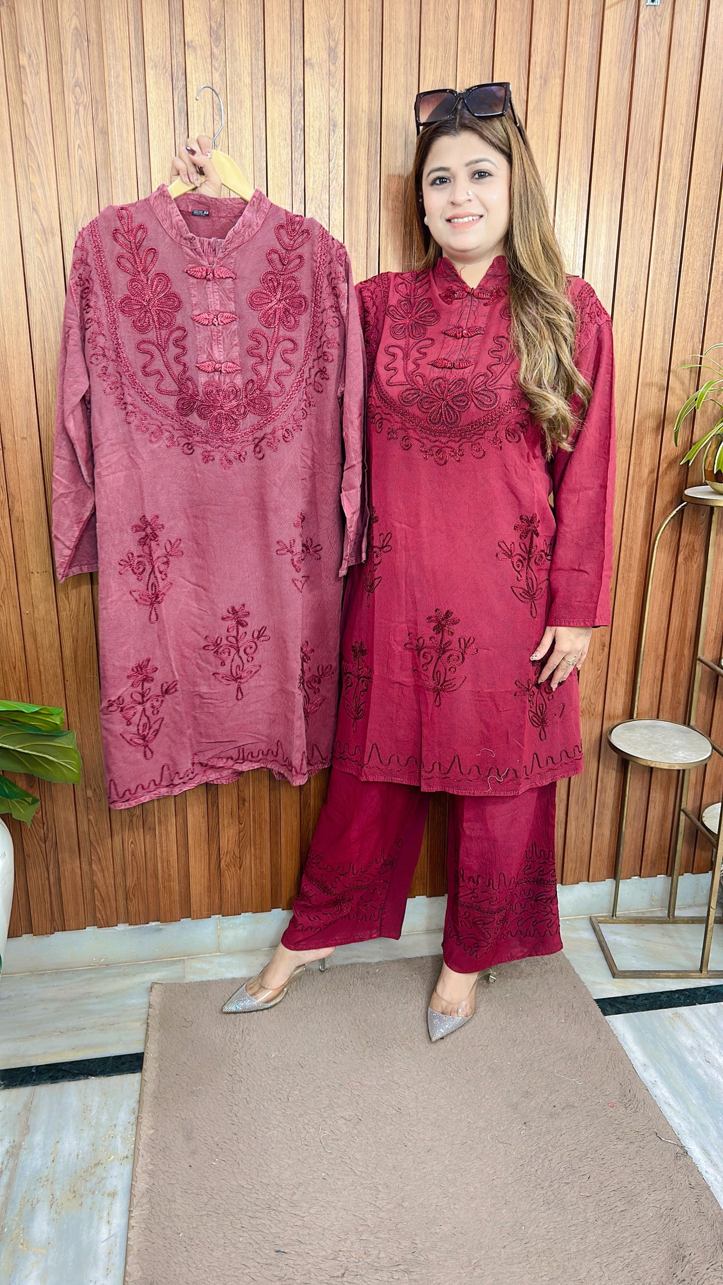 Mirchi Neck Marble Cotton Coord set