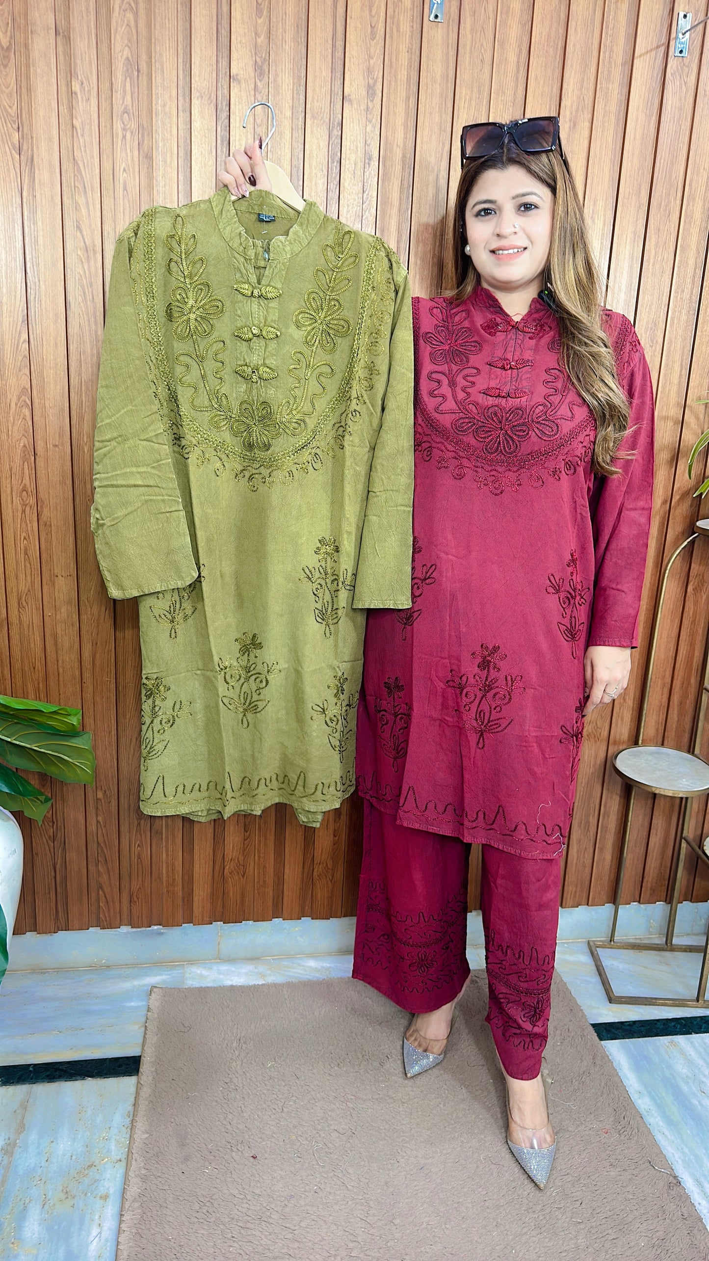 Mirchi Neck Marble Cotton Coord set