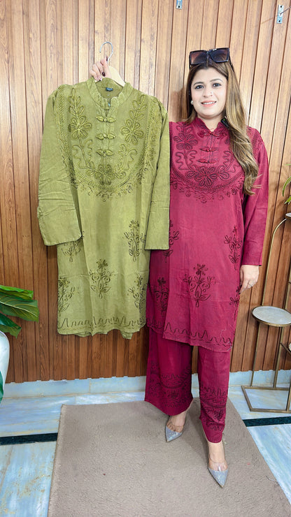 Mirchi Neck Marble Cotton Coord set