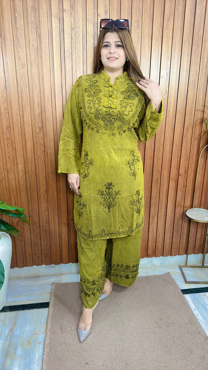 Mirchi Neck Marble Cotton Coord set