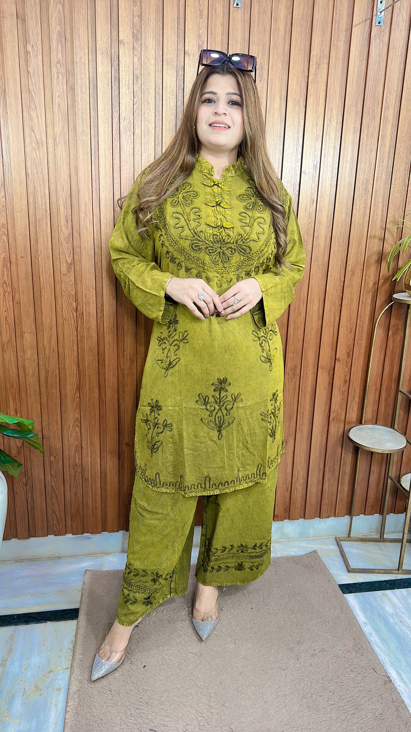 Mirchi Neck Marble Cotton Coord set