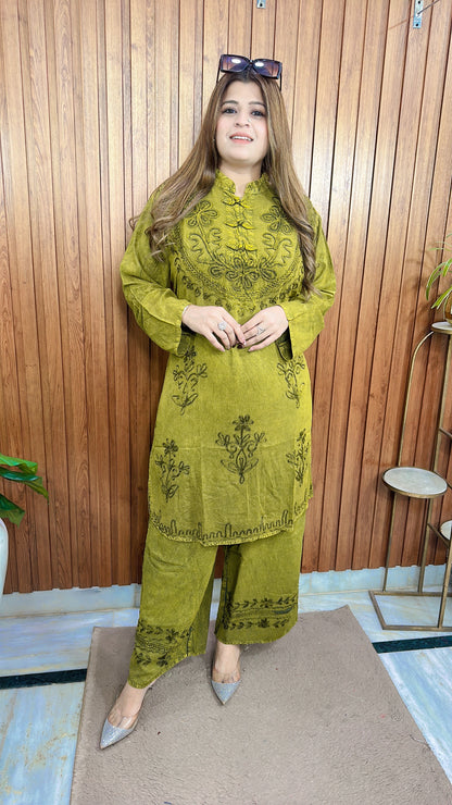 Mirchi Neck Marble Cotton Coord set