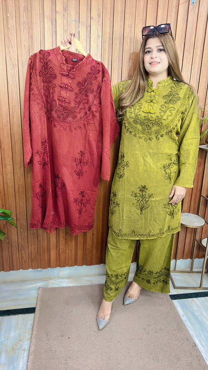 Mirchi Neck Marble Cotton Coord set