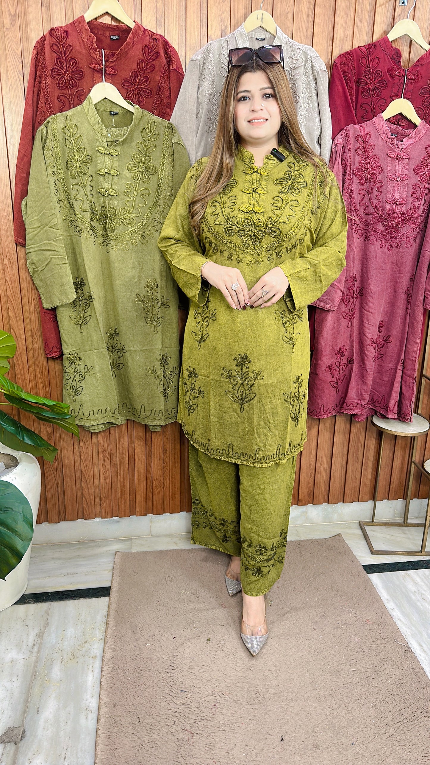 Mirchi Neck Marble Cotton Coord set