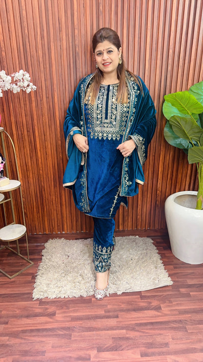 Pakistani Velvet Party Wear Suit Set