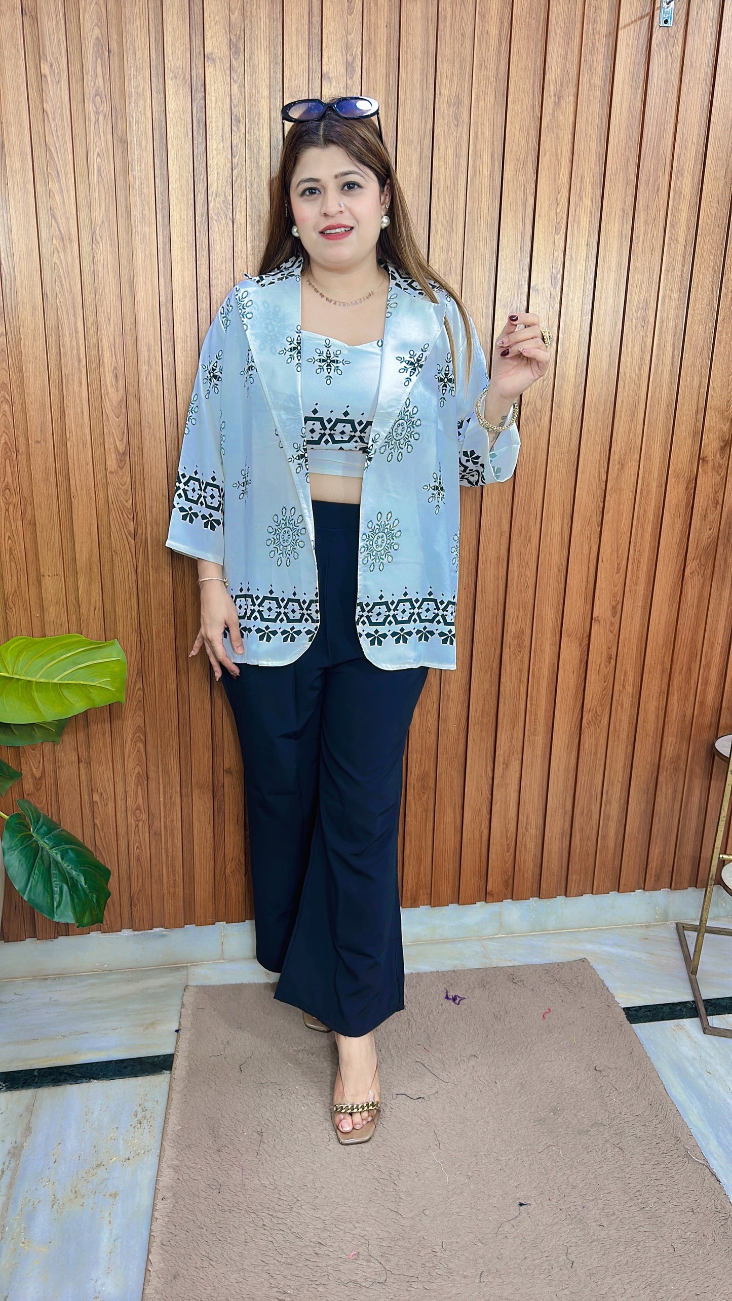 Block Print Crepe Three Piece Coord set