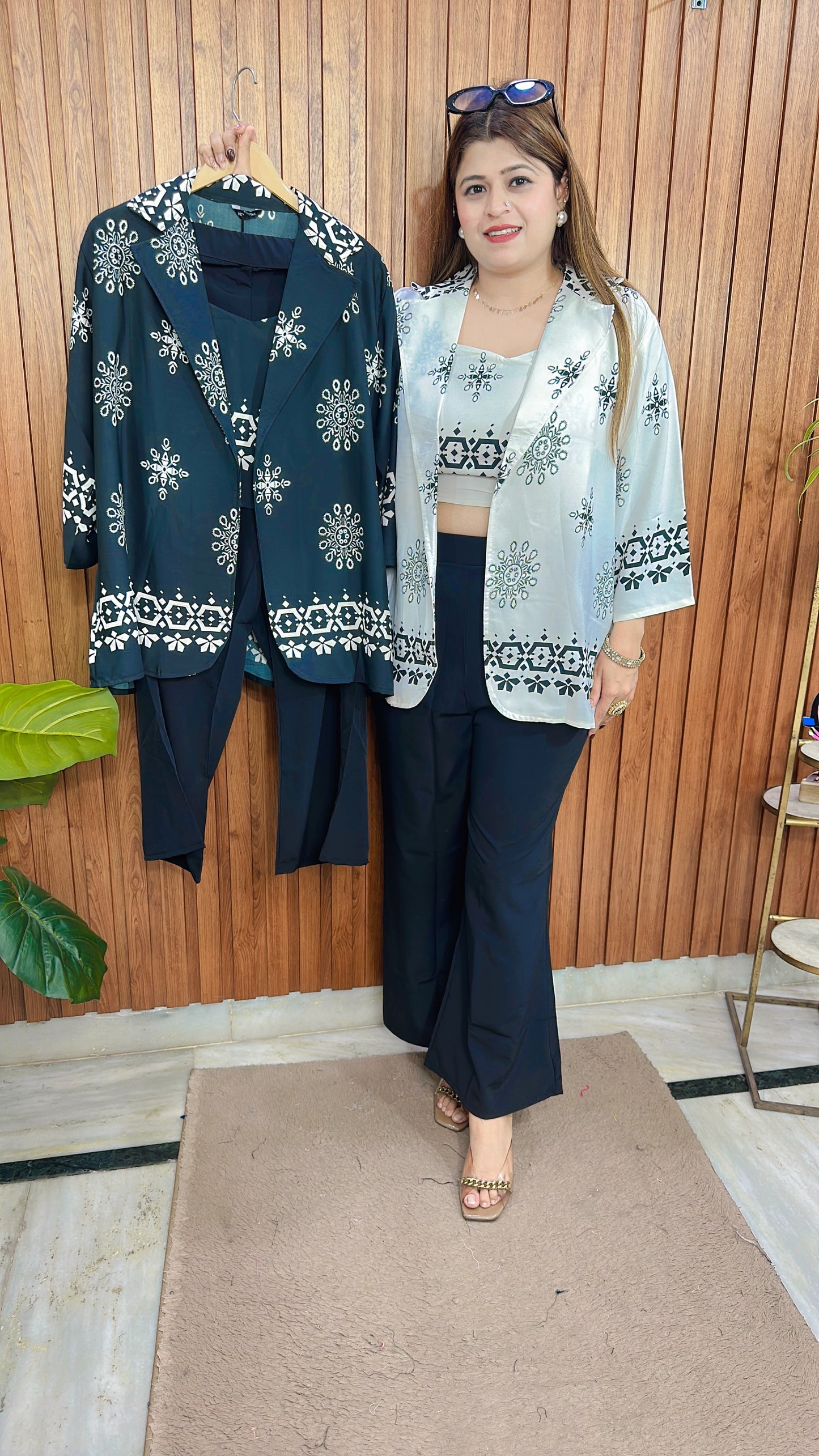 Block Print Crepe Three Piece Coord set