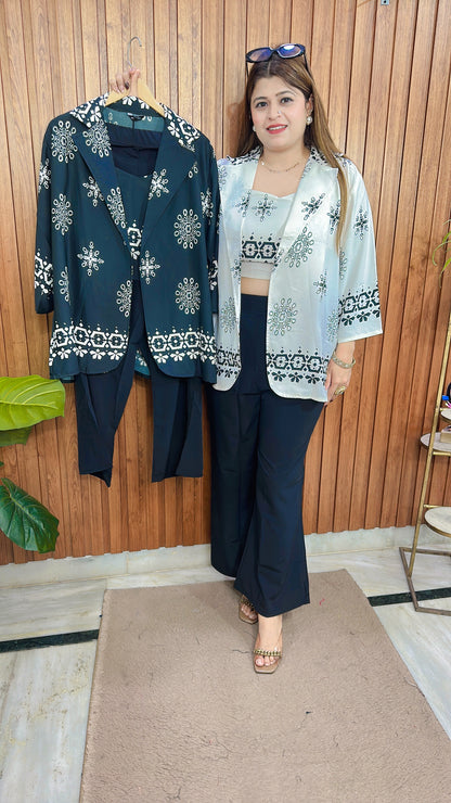 Block Print Crepe Three Piece Coord set