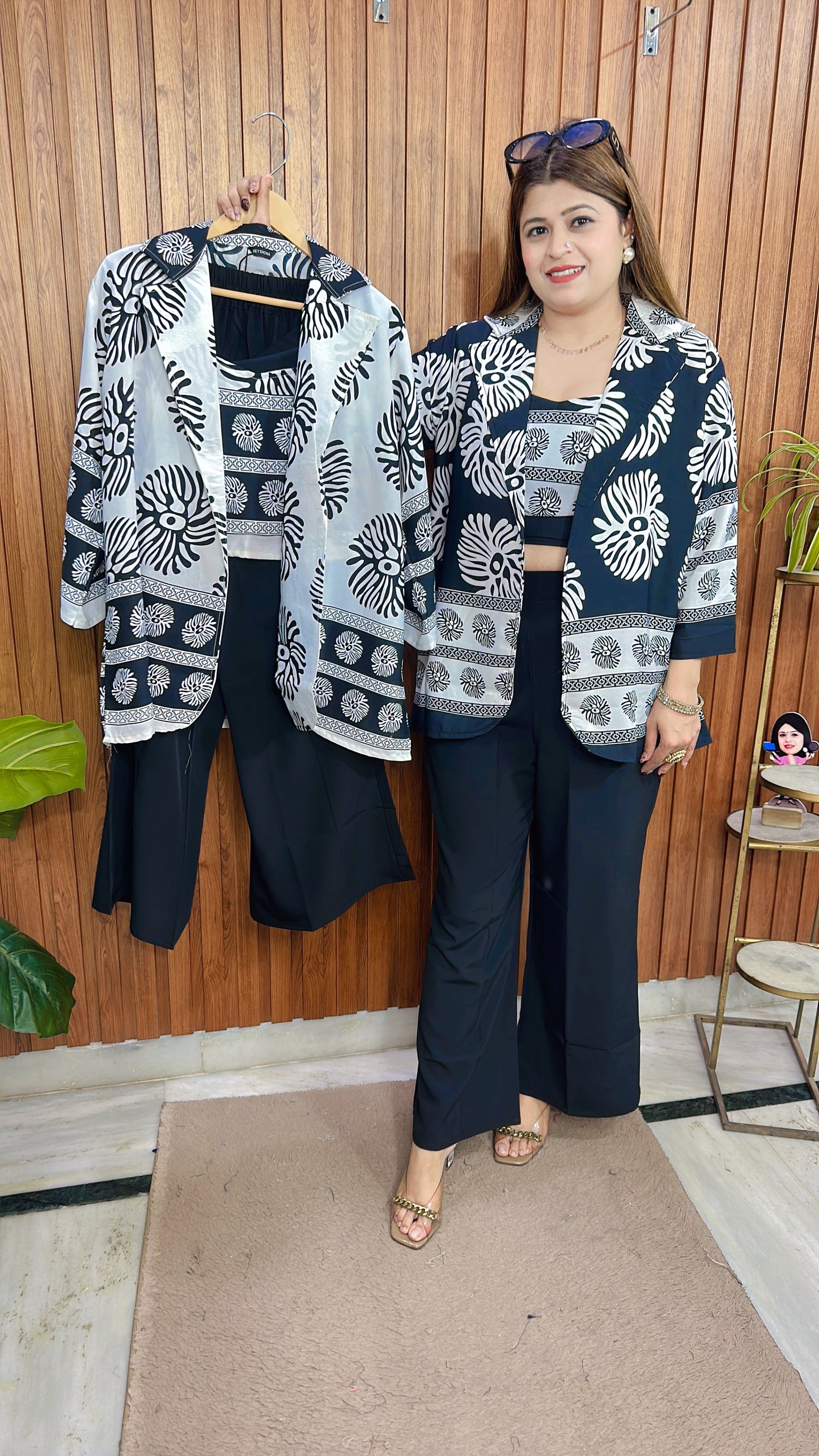 Block Print Crepe Three Piece Coord set