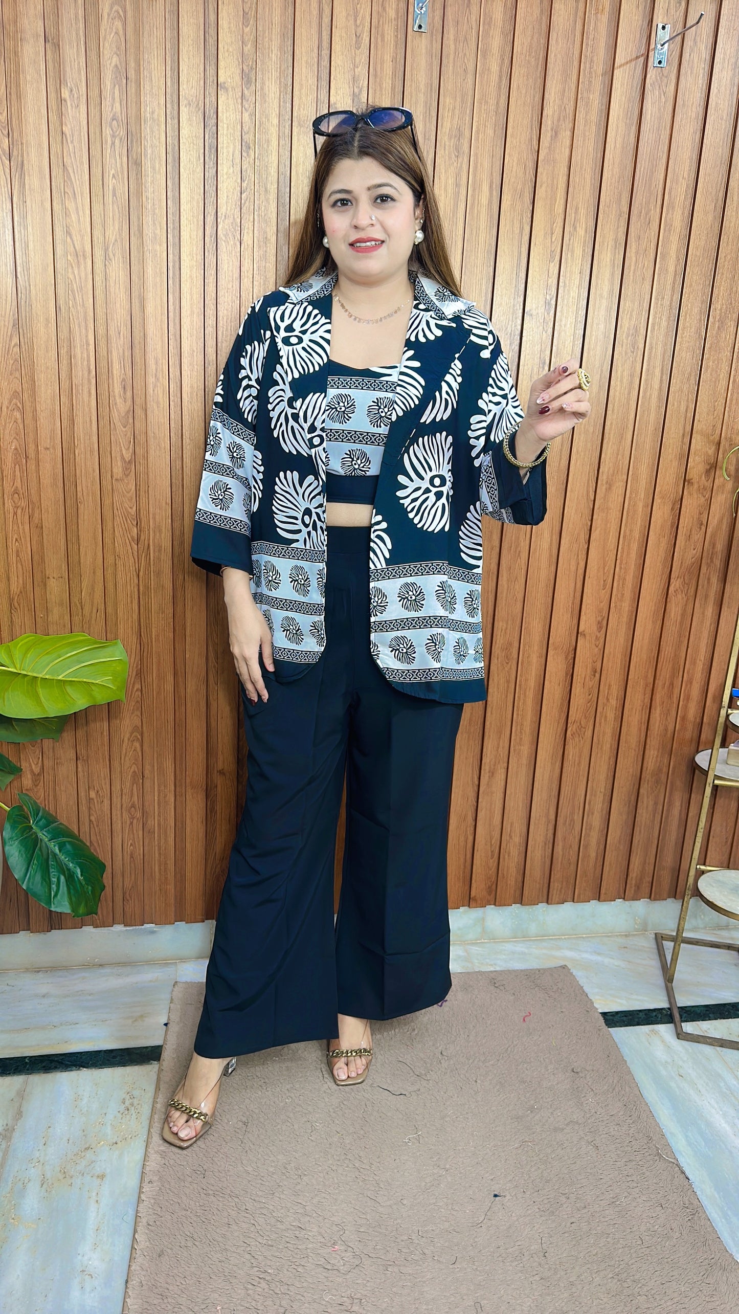 Block Print Crepe Three Piece Coord set