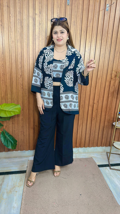 Block Print Crepe Three Piece Coord set