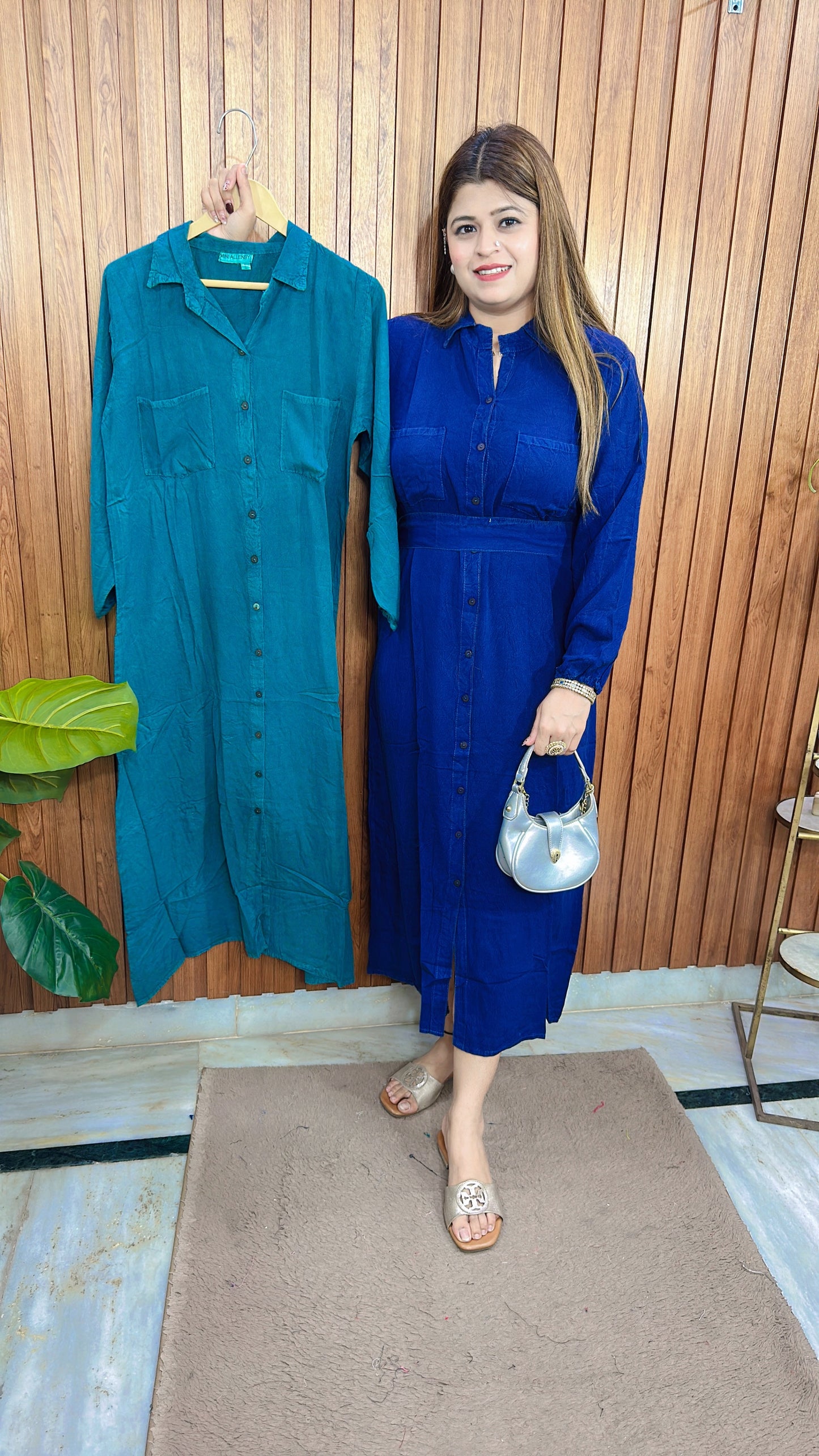 Front Button Marble Cotton Dress