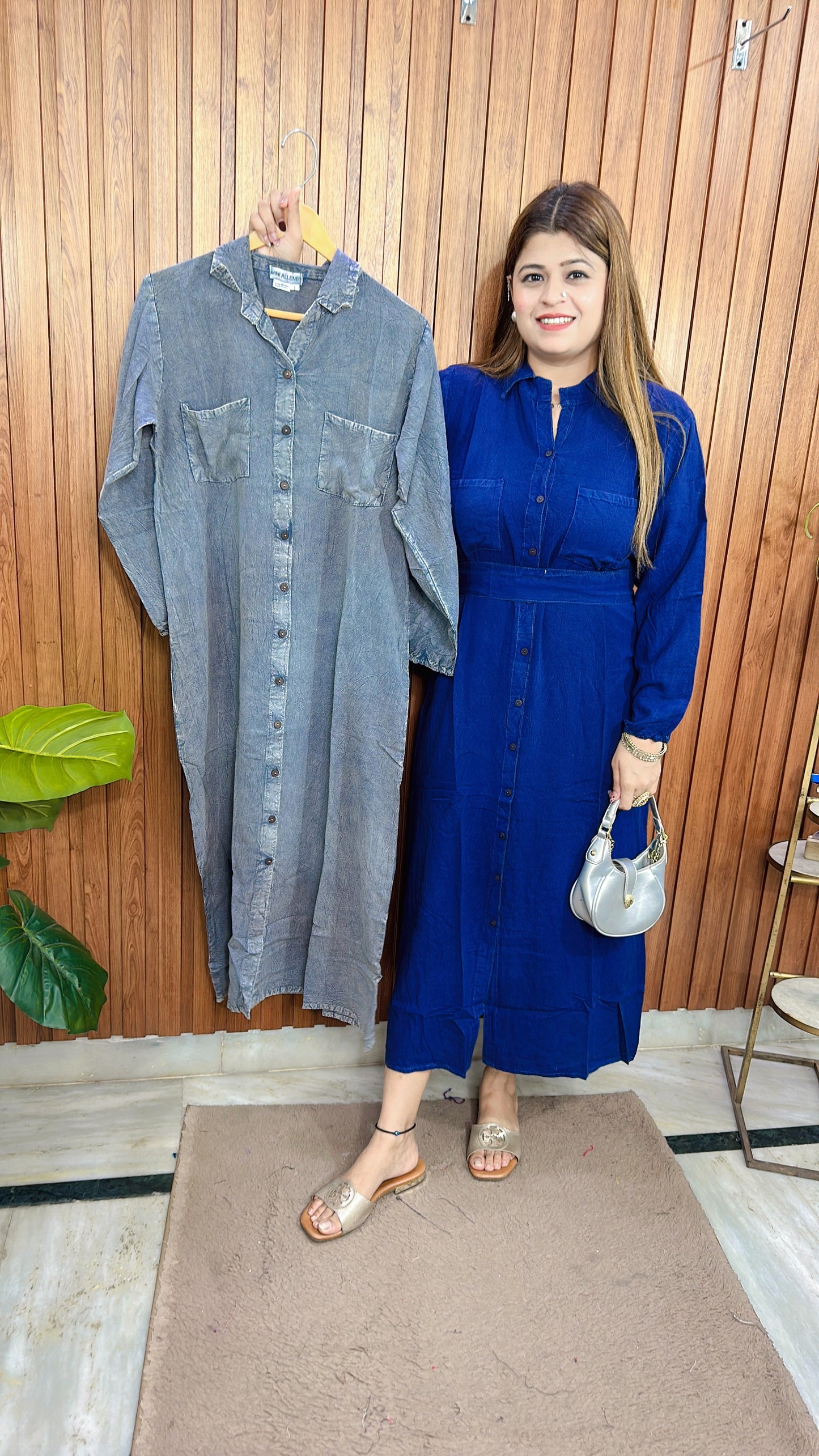 Front Button Marble Cotton Dress