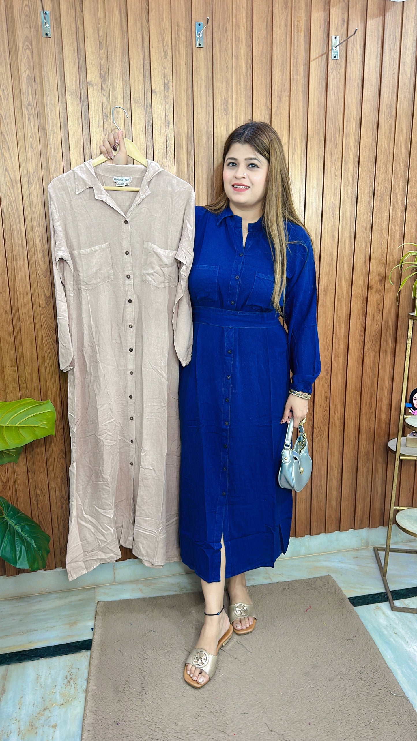 Front Button Marble Cotton Dress