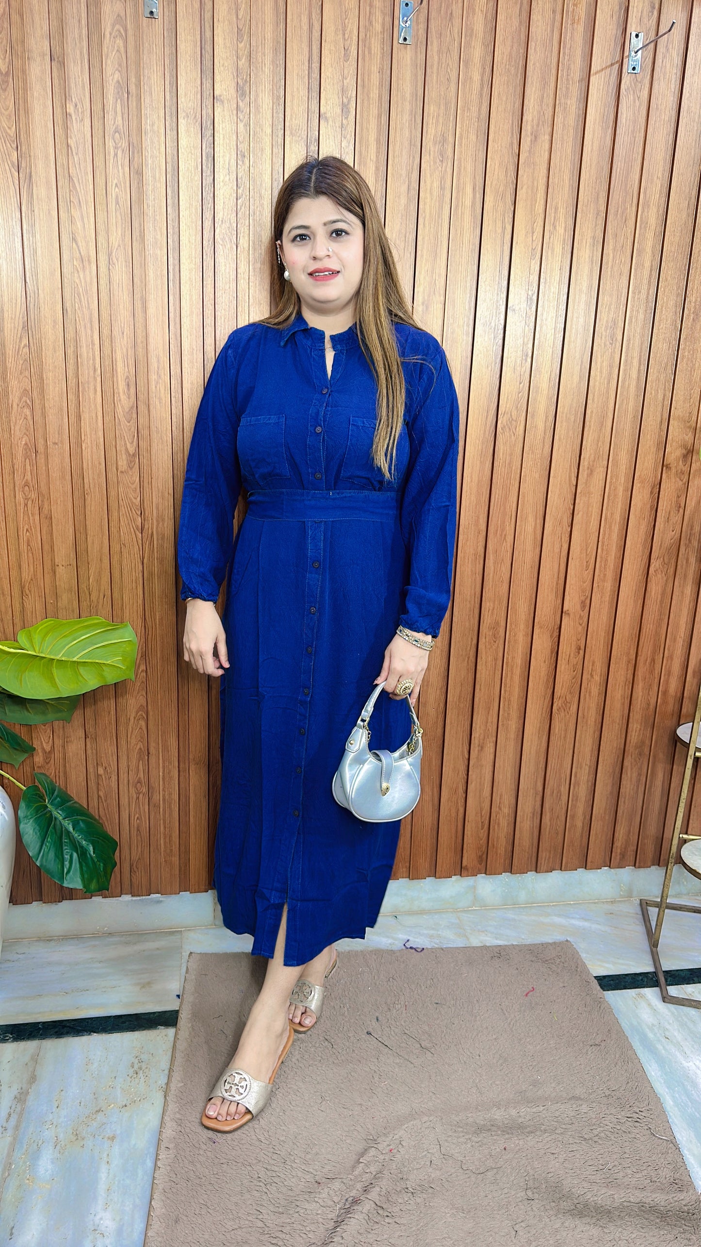 Front Button Marble Cotton Dress