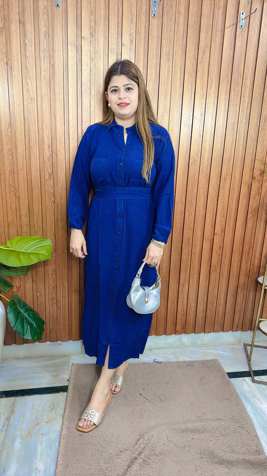 Front Button Marble Cotton Dress