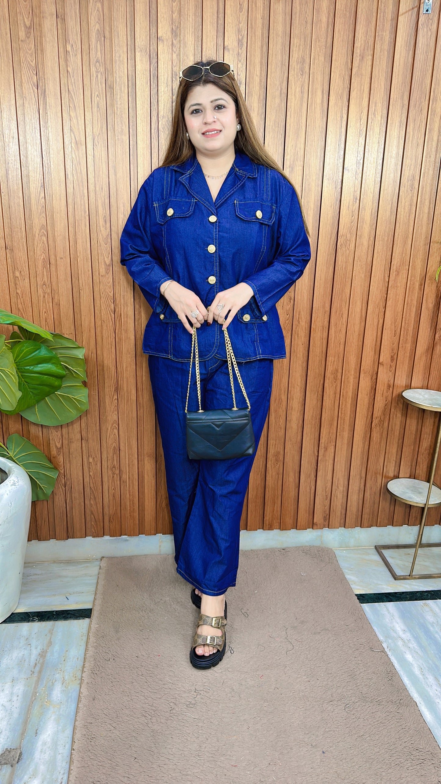 Elena Button Denim Coord set