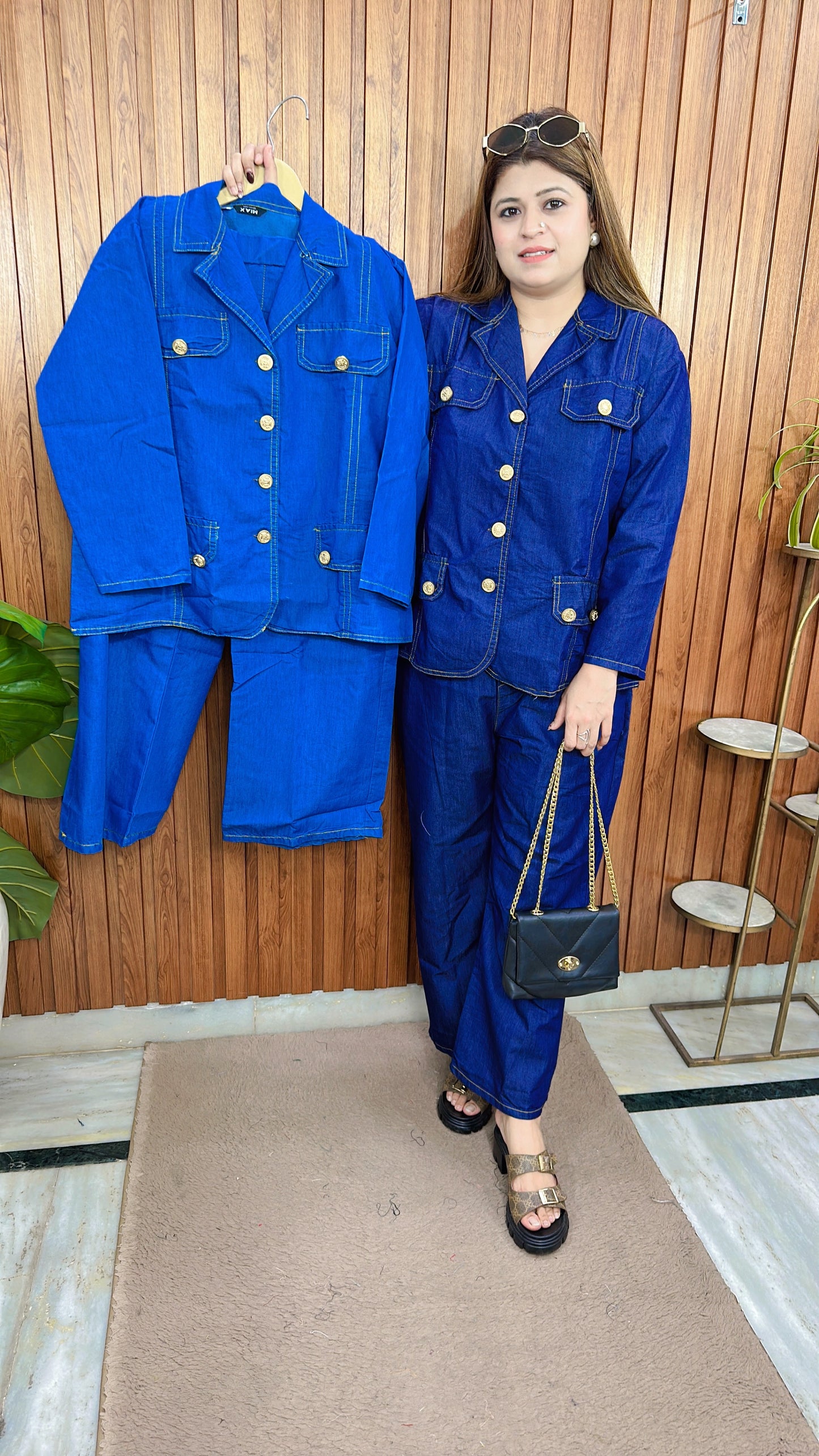 Elena Button Denim Coord set