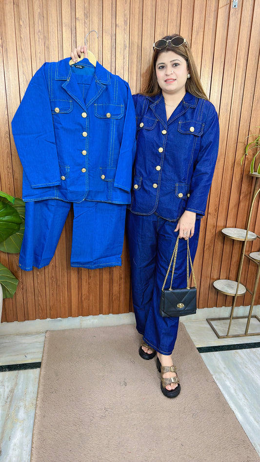 Elena Button Denim Coord set