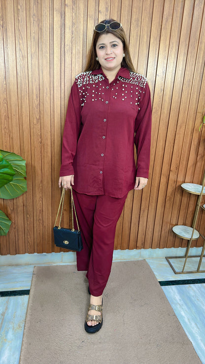 Pearl crepe Coord set