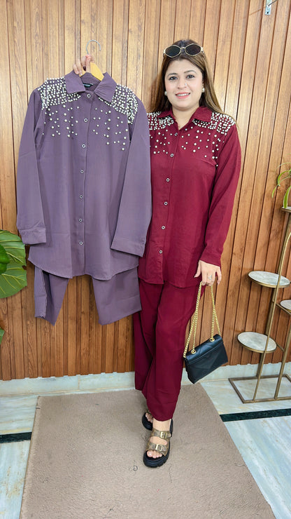 Pearl crepe Coord set