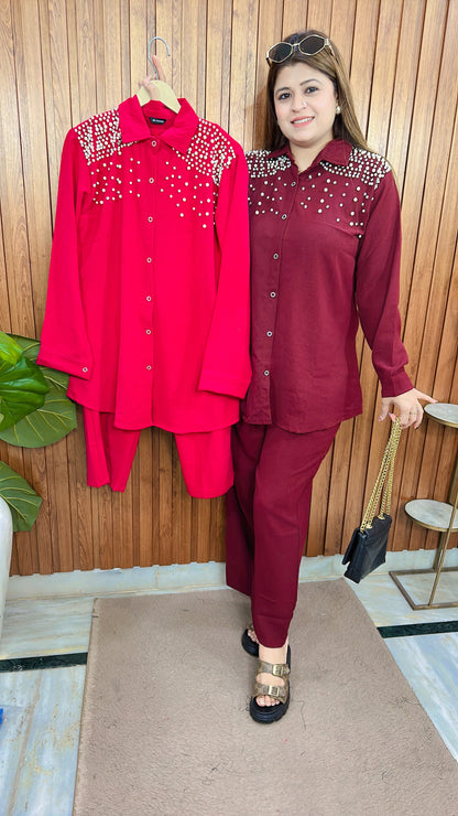 Pearl crepe Coord set