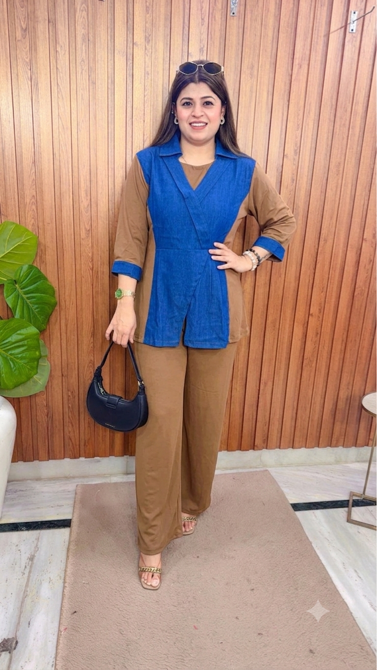 Alora Denim Imported Lycra Coord Set