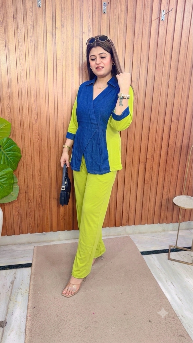 Alora Denim Imported Lycra Coord Set