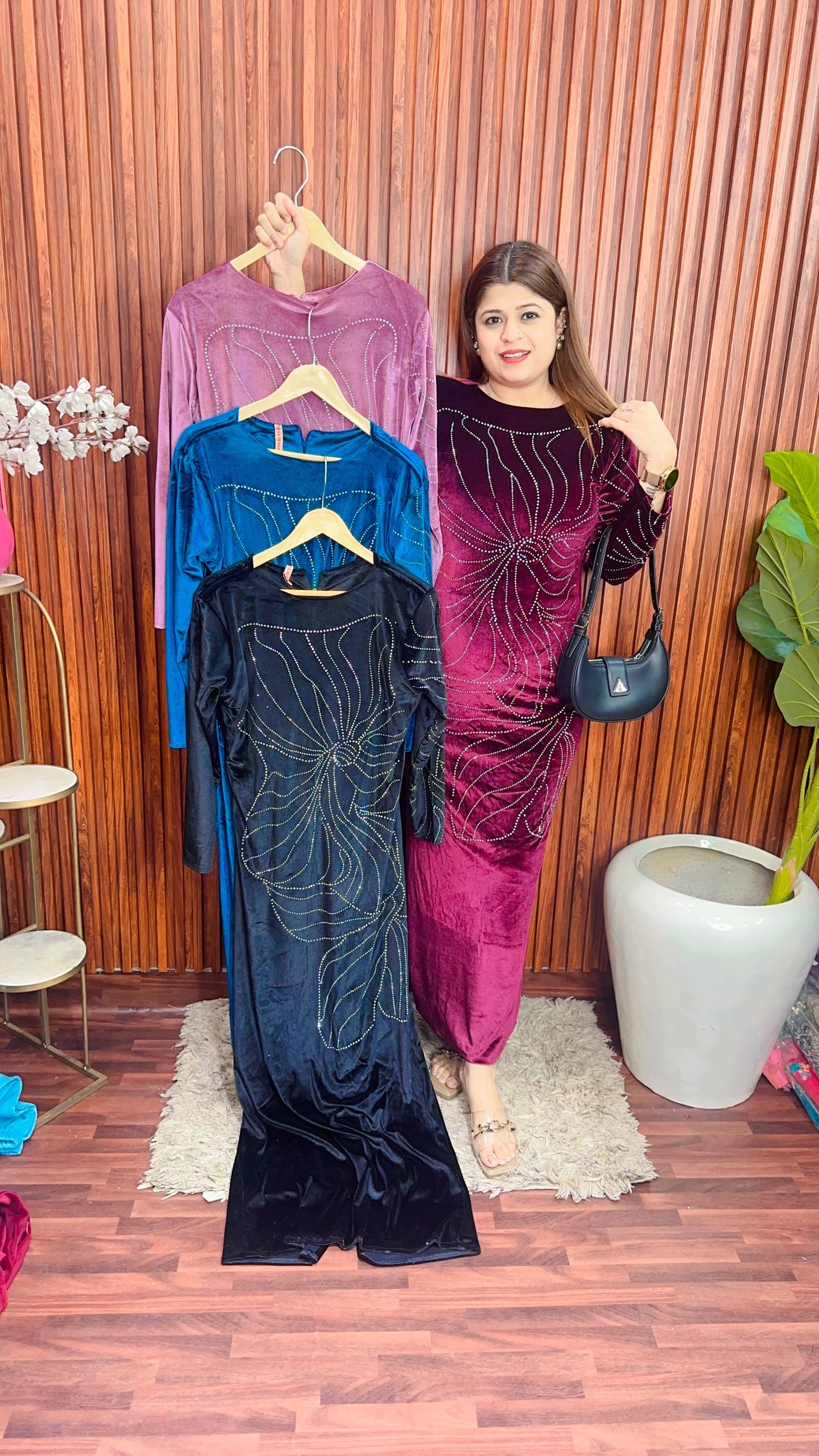 One Sleeve Servoski Velvet Long Dress