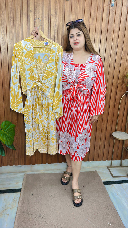 Flower Stripes Shrug Dress