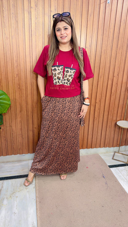 Leopard Two Piece Skirt Set