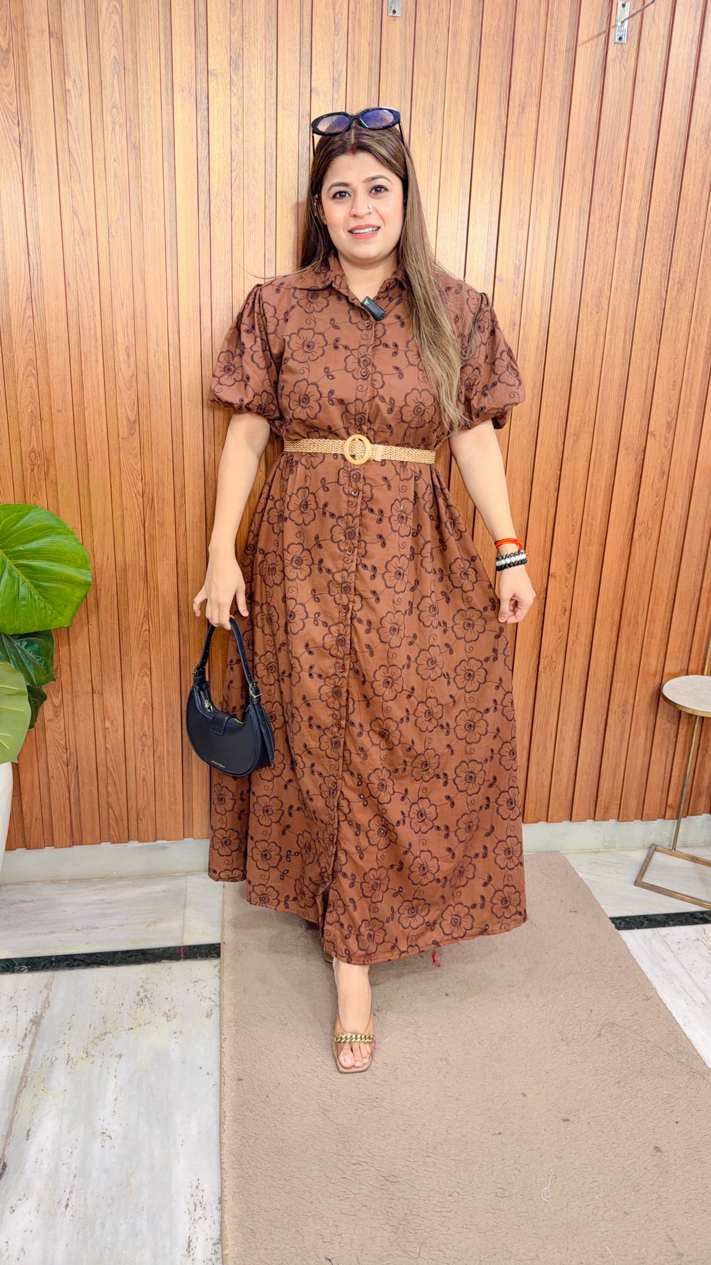 Flower schifli Cotton Maxi Dress