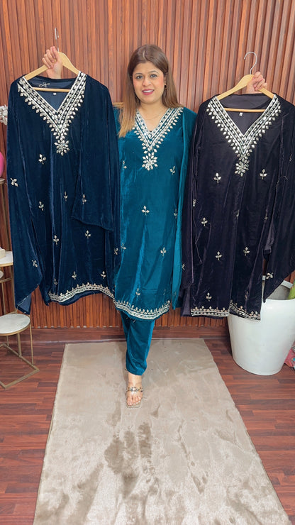 Gota Patti velvet party wear suit