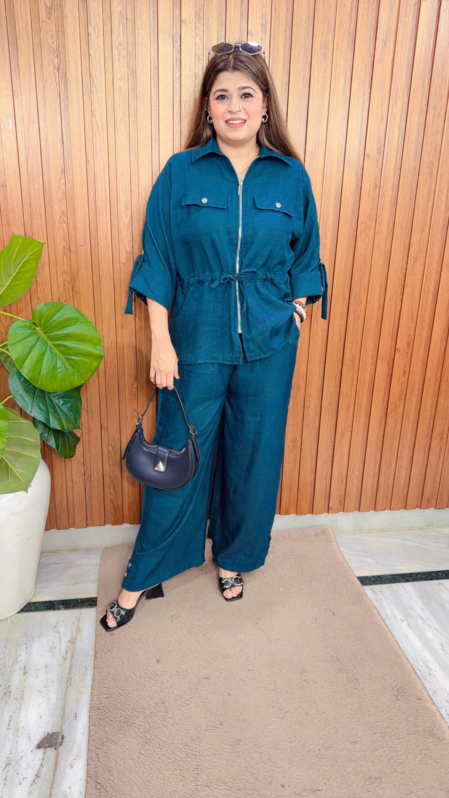 Jisora Solid Two Piece Coord Set
