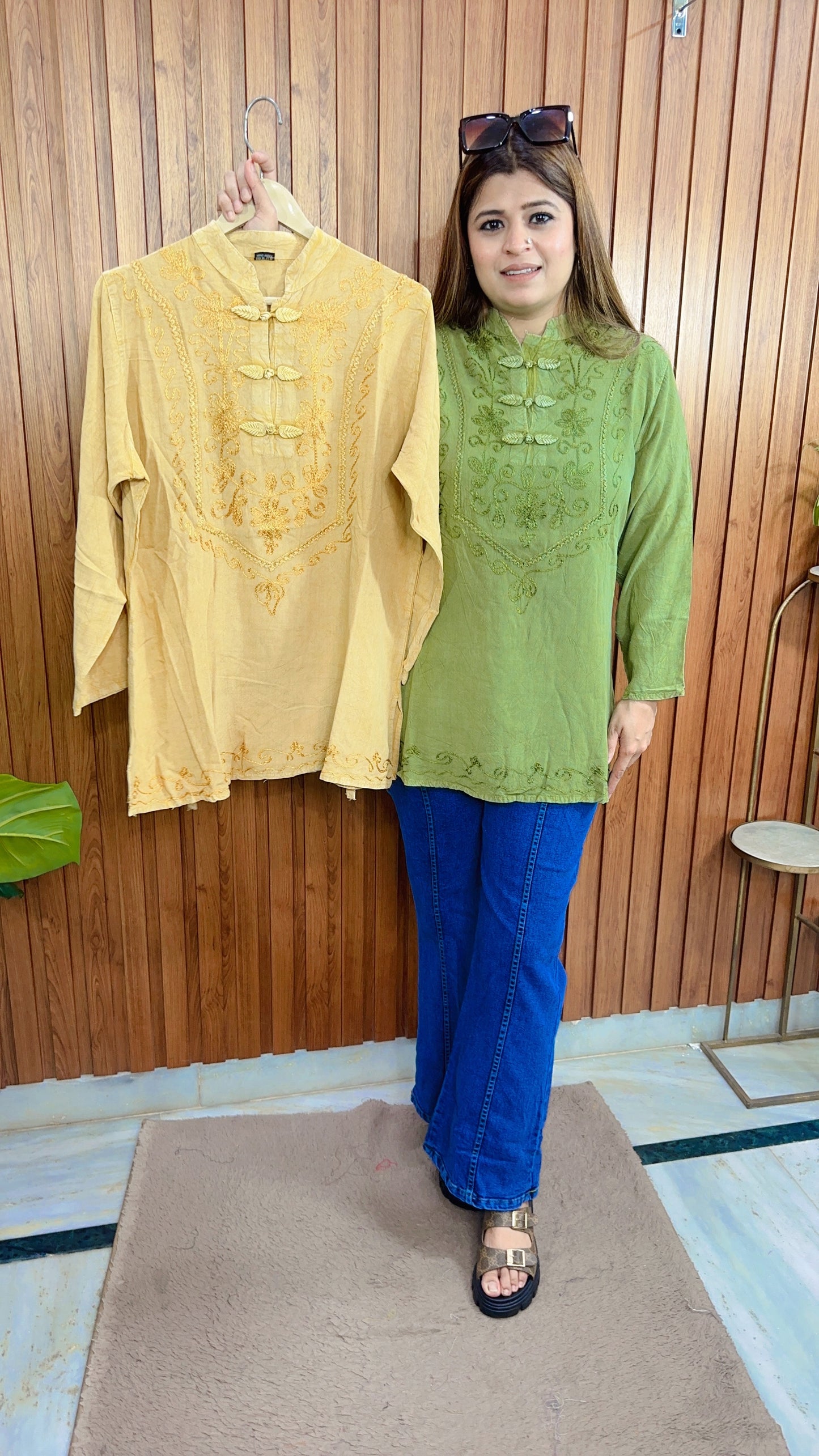 Lakhnavi Pure Cotton Marble Short Kurti
