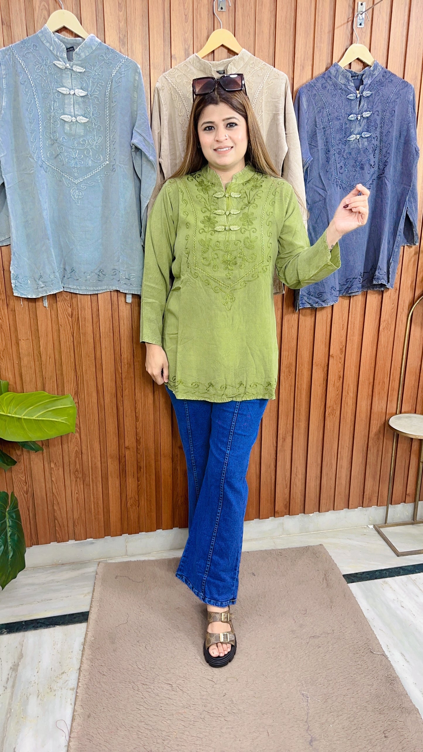 Lakhnavi Pure Cotton Marble Short Kurti