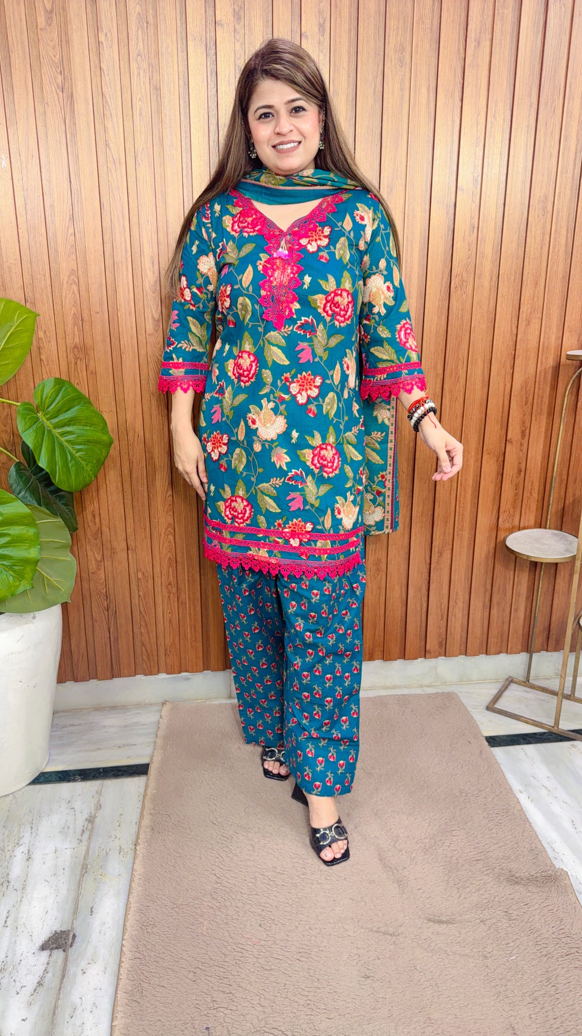 Inara Floral Farshi Three Piece Suit