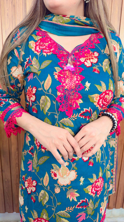 Inara Floral Farshi Three Piece Suit