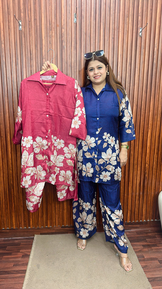 Bell bottom style cotton silk coord set
