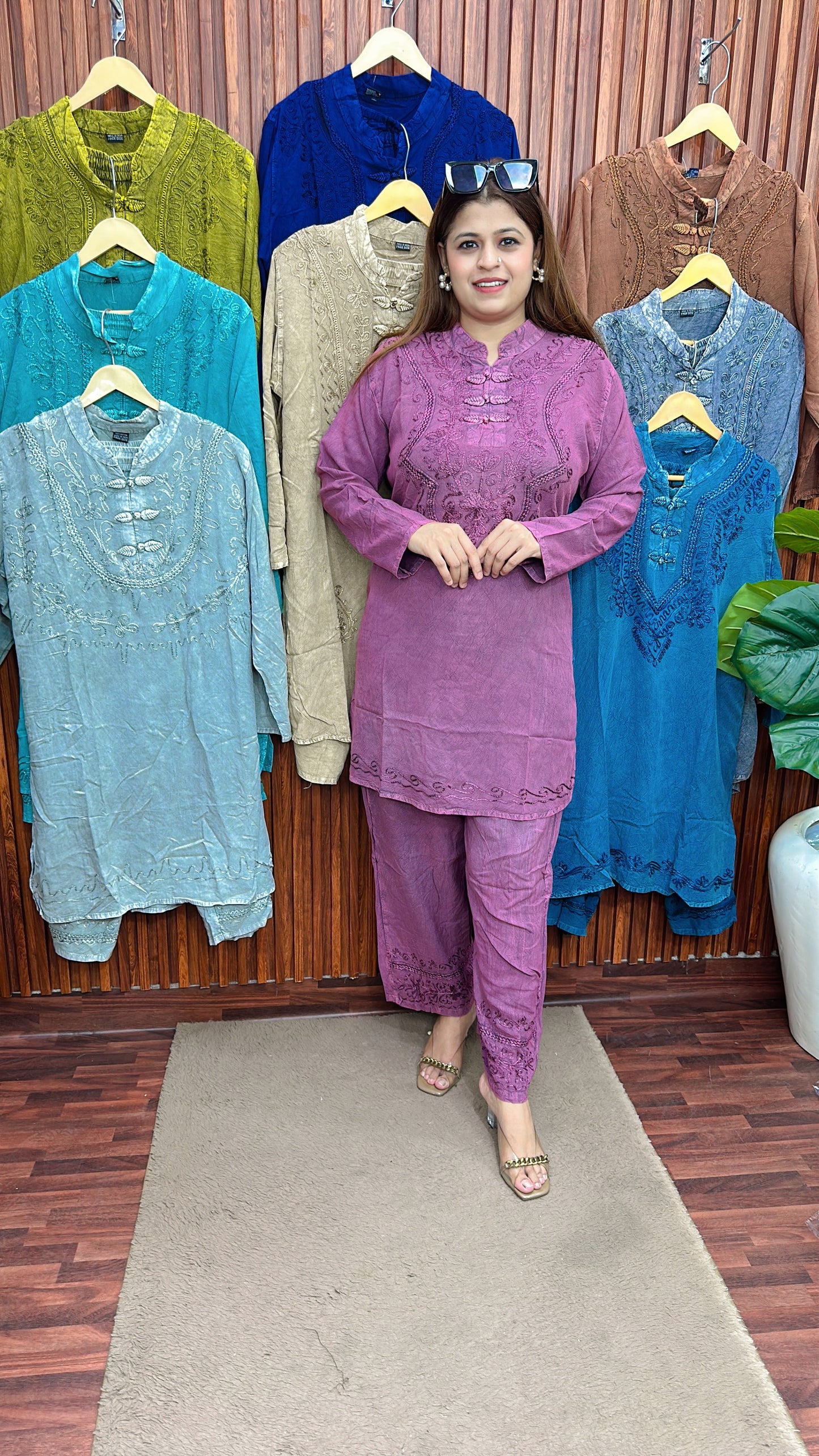 Premium cotton marble Lakhnavi coord set