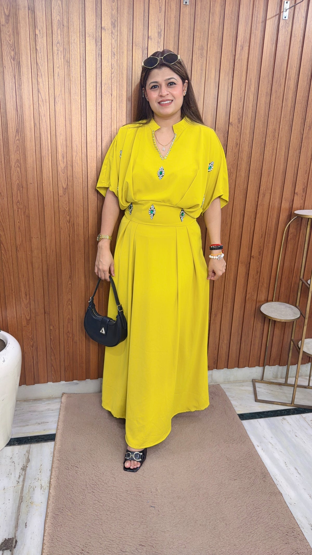 Ruby Stone Imported Crepe Dress