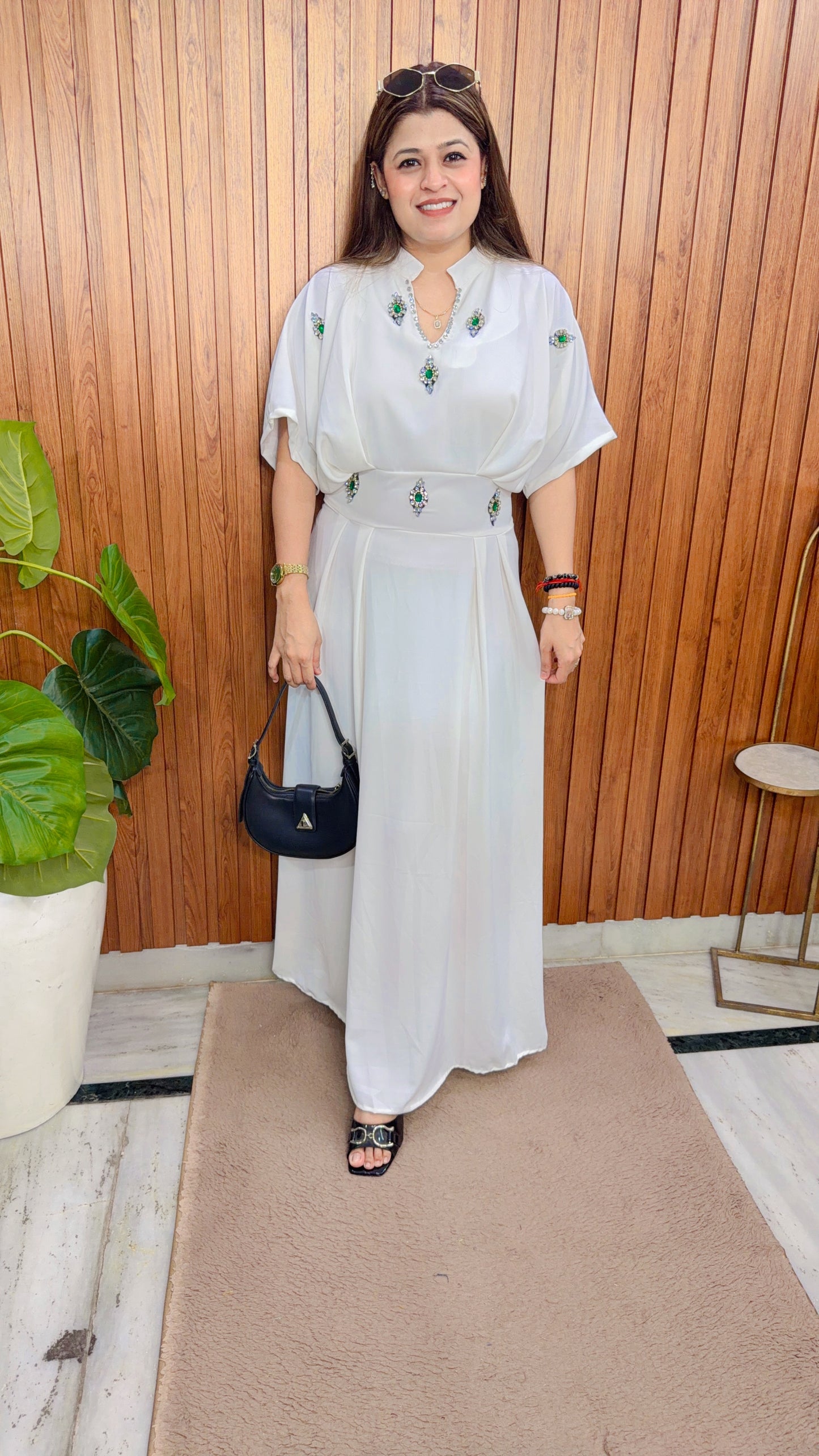 Ruby Stone Imported Crepe Dress