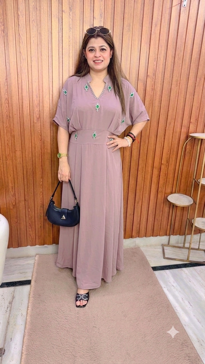 Ruby Stone Imported Crepe Dress