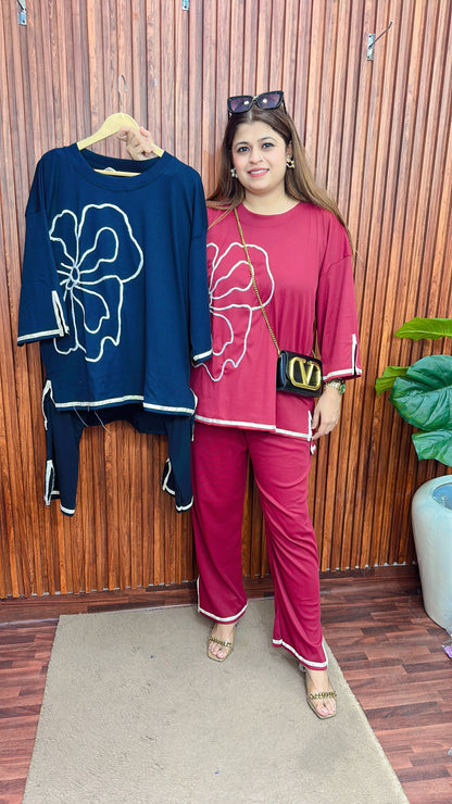 Rose cotton ribbed coord set
