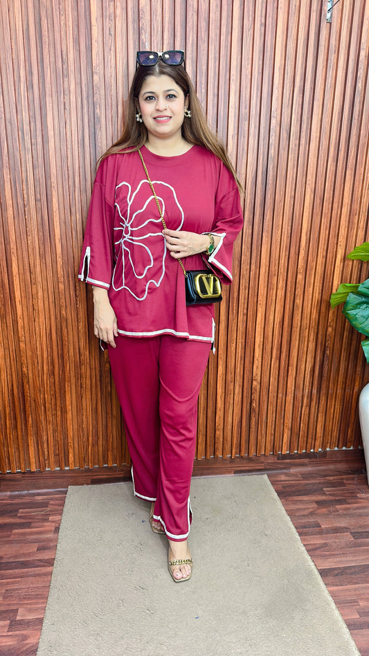 Rose cotton ribbed coord set