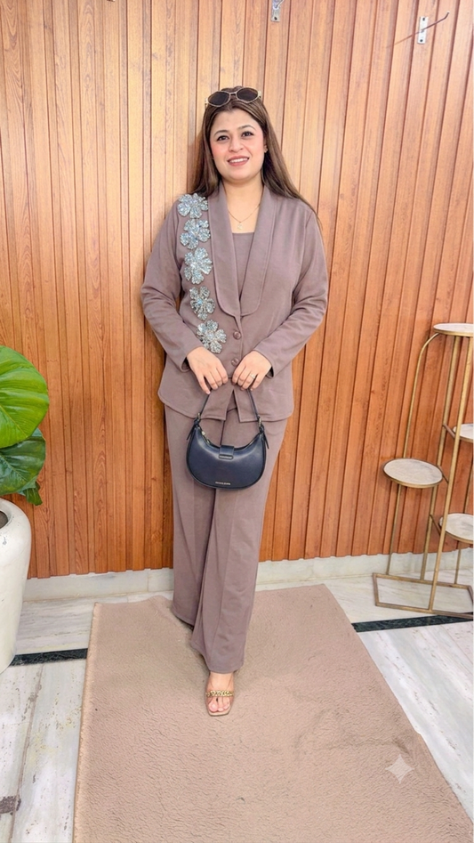 Flower Servoski Imported Lycra Three Piece Set