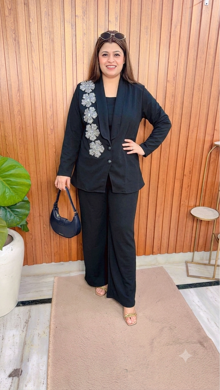 Flower Servoski Imported Lycra Three Piece Suit