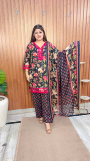 Inara Floral Farshi Three Piece Suit
